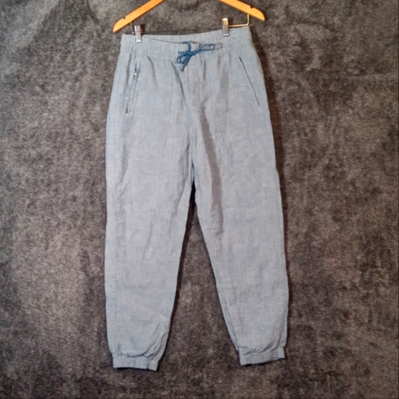 Athleta Retreat linen high waisted women's jogger cambray blue size 6 - Picture 2 of 8